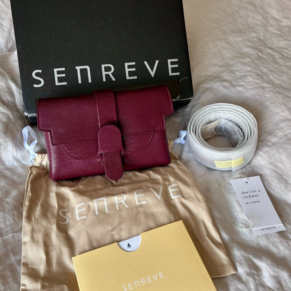 Senreve aria belt bag in bordeaux mimosa leather